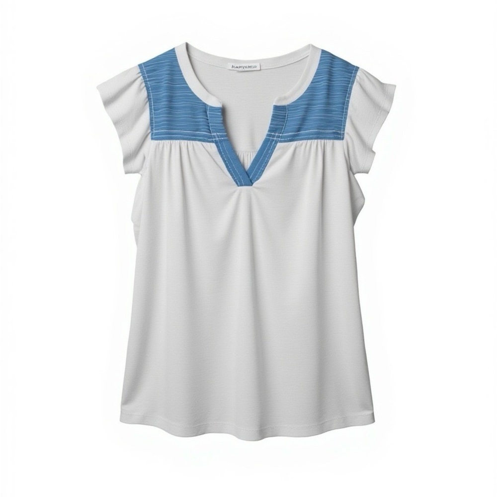 Hem & Thread Striped Sleeveless Ruffle Knit Top S